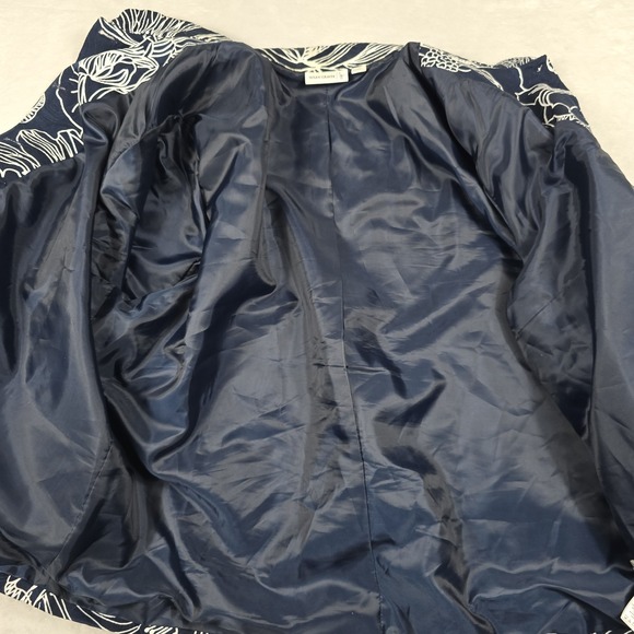 Susan Graver Blue‎ And White Floral Button Up Jacket Women's Size 2X - Picture 8 of 9